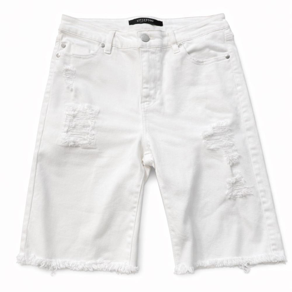 Liverpool White Distressed Jean Shorts Cruiser
